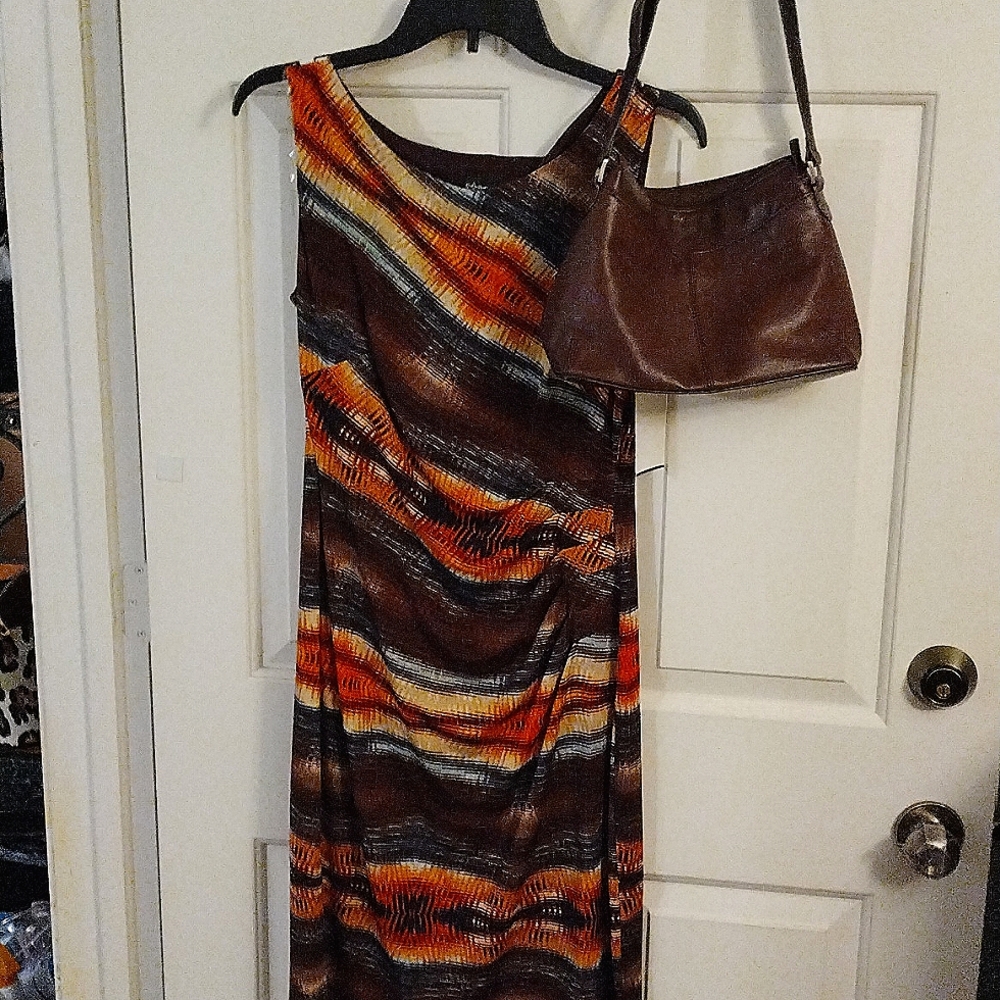 Classy Dress + Genuine Leather Handbag 👜